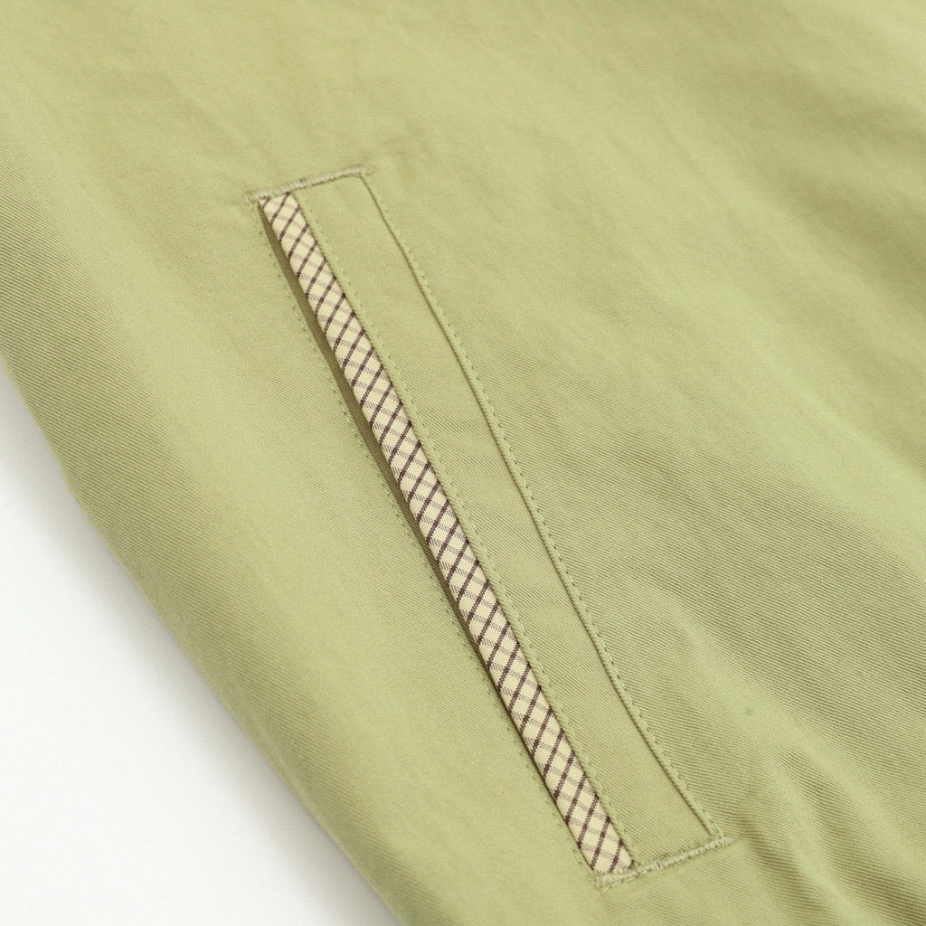 Polo Ralph Lauren Men's Light Green Harrington Jacket with Check-Trim Collar