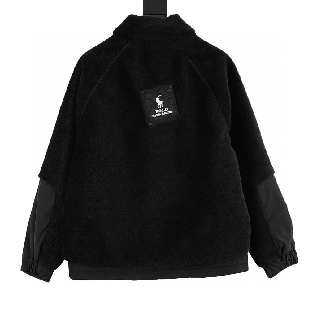 Polo Ralph Lauren Black Fleece Jacket with Patch Pockets