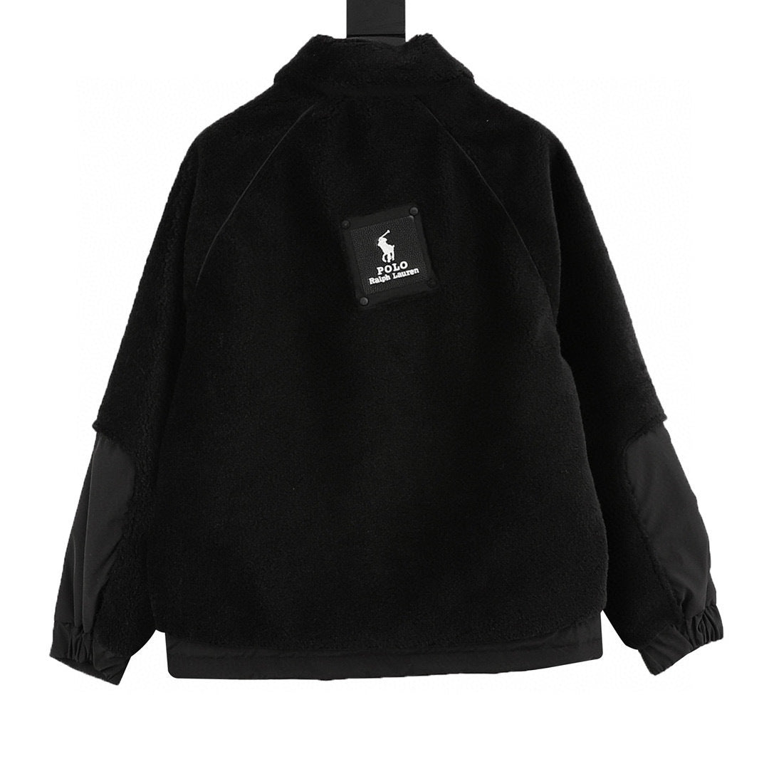 Polo Ralph Lauren Black Fleece Jacket with Patch Pockets