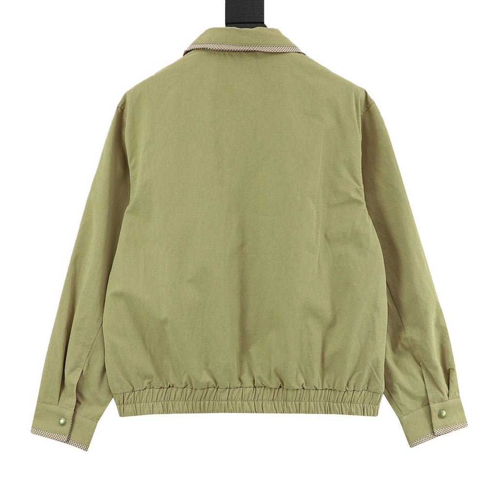 Polo Ralph Lauren Men's Light Green Harrington Jacket with Check-Trim Collar