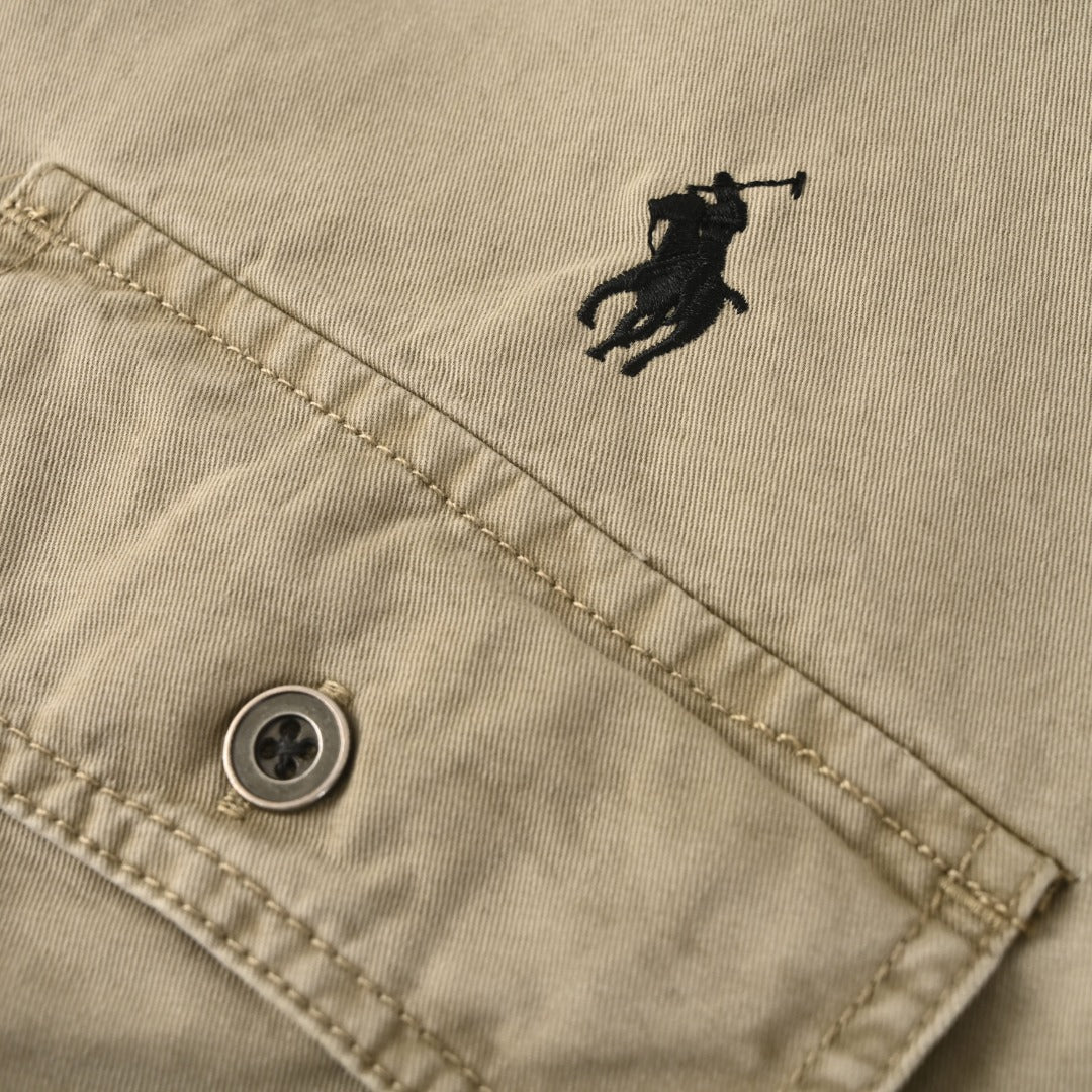 Polo Ralph Lauren Canvas Workshirt Contrast Corduroy Collar Khaki
