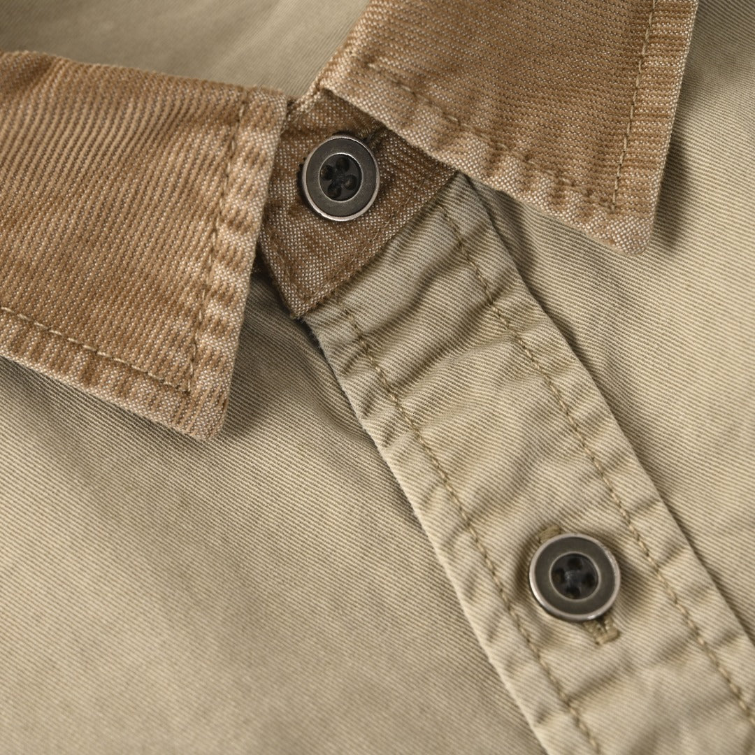 Polo Ralph Lauren Canvas Workshirt Contrast Corduroy Collar Khaki