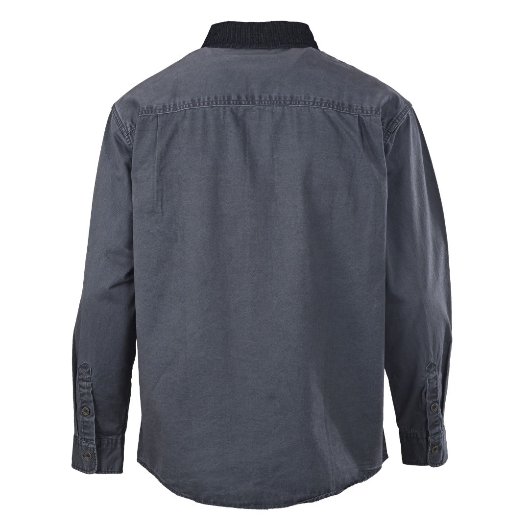 Polo Ralph Lauren Canvas Workshirt Contrast Corduroy Collar Dark Grey