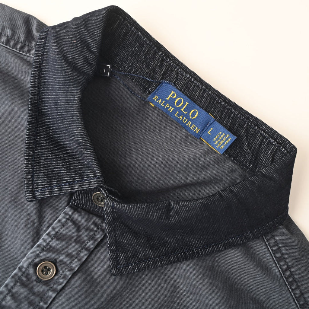 Polo Ralph Lauren Canvas Workshirt Contrast Corduroy Collar Dark Grey