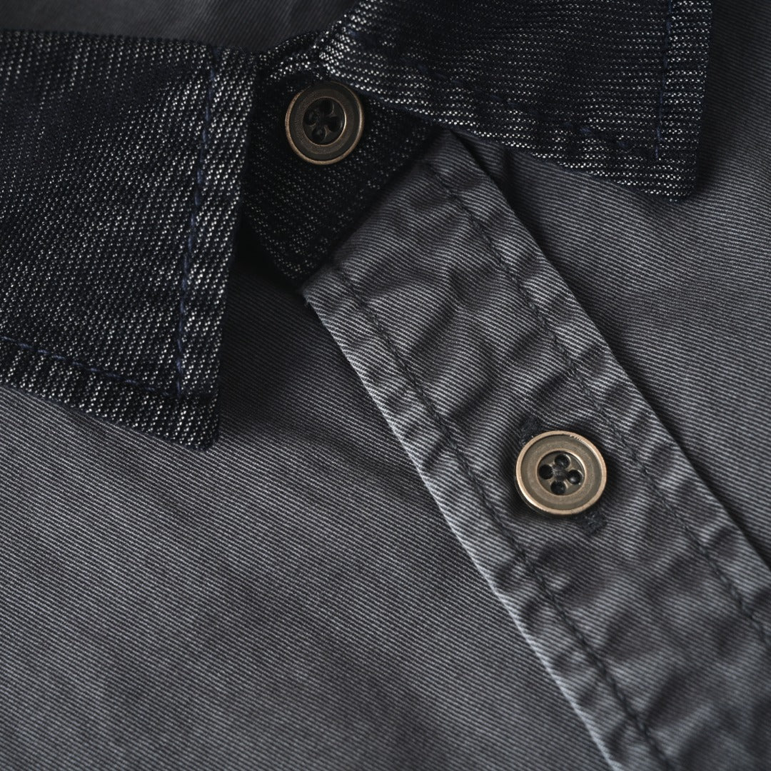 Polo Ralph Lauren Canvas Workshirt Contrast Corduroy Collar Dark Grey