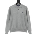 Polo Ralph Lauren Classic‑Fit Heather Gray Knit Long Sleeve Polo Shirt