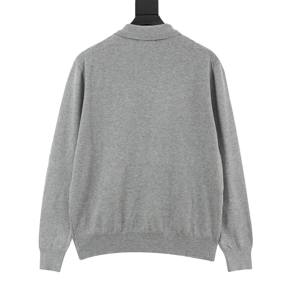 Polo Ralph Lauren Classic‑Fit Heather Gray Knit Long Sleeve Polo Shirt