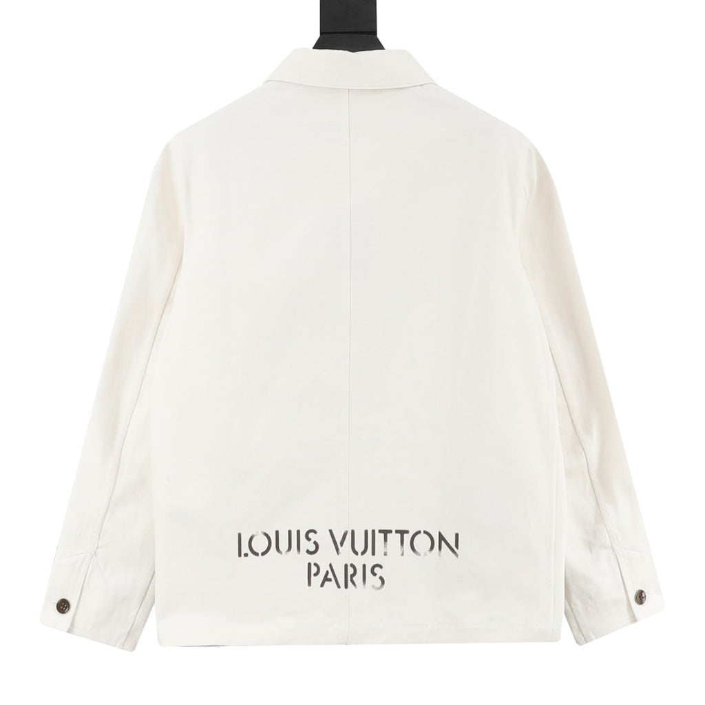 Louis Vuitton Paris Logo Print Workwear Overshirt Off‑White