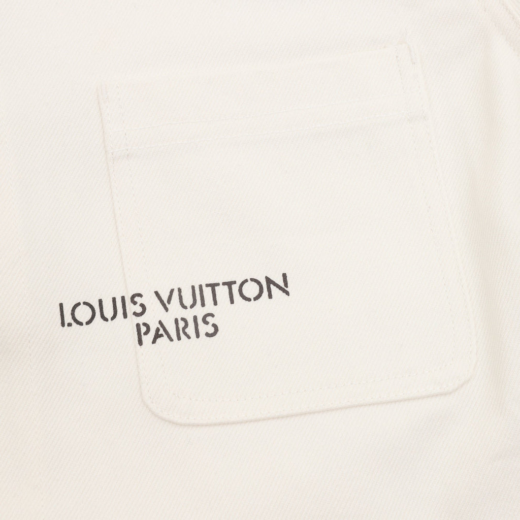Louis Vuitton Paris Logo Print Workwear Overshirt Off‑White