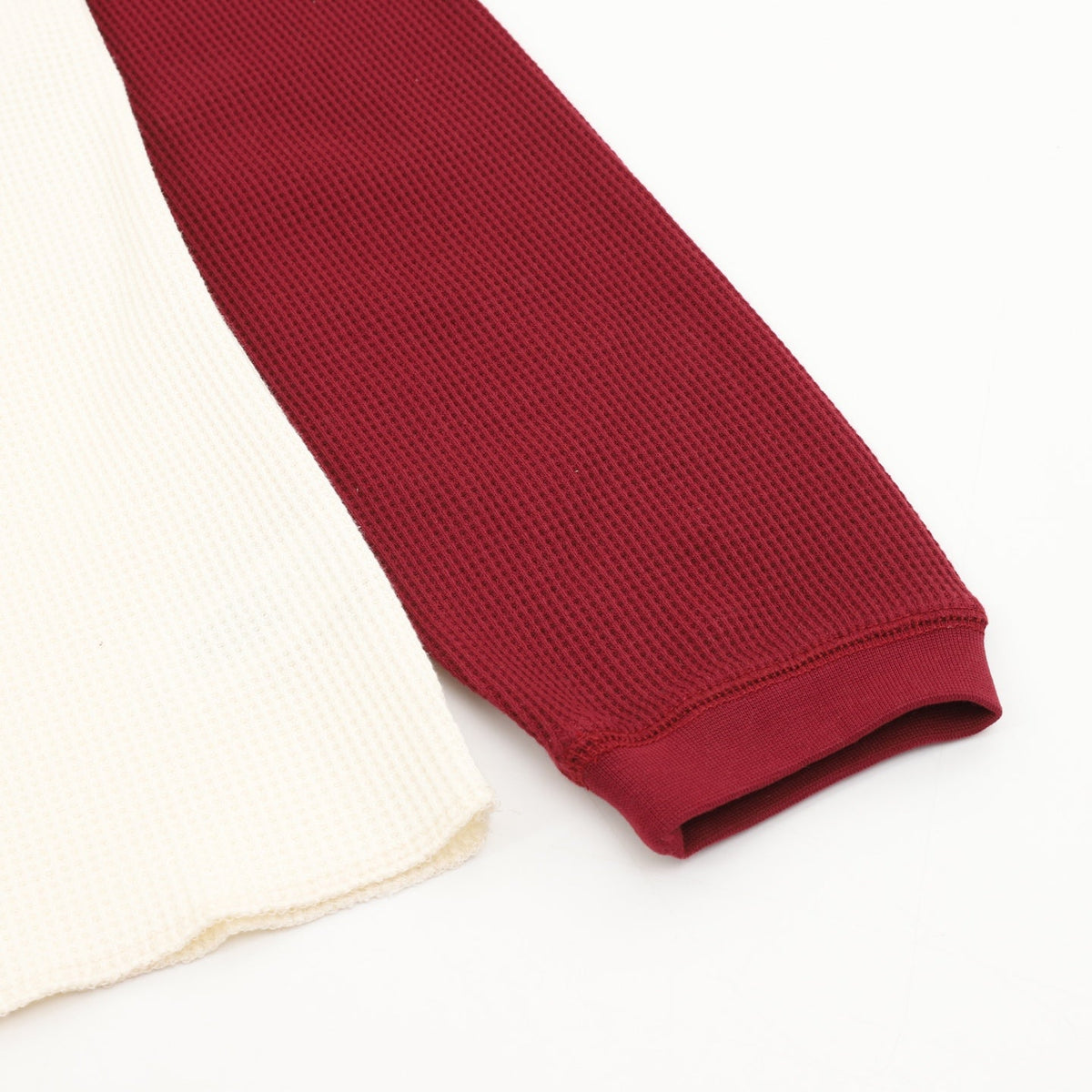 Stussy Logo Raglan Waffle Long‑Sleeve Tee Off‑White Burgundy