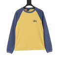 Stussy Logo Raglan Waffle Long‑Sleeve Tee Yellow Blue