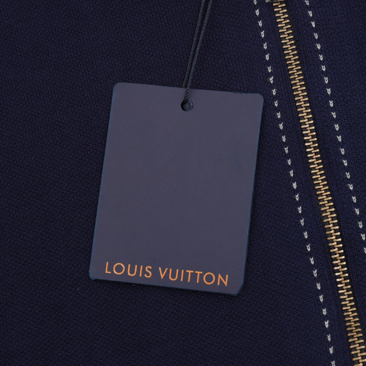 Louis Vuitton LV Logo Stitched Full‑Zip Hoodie Navy Blue