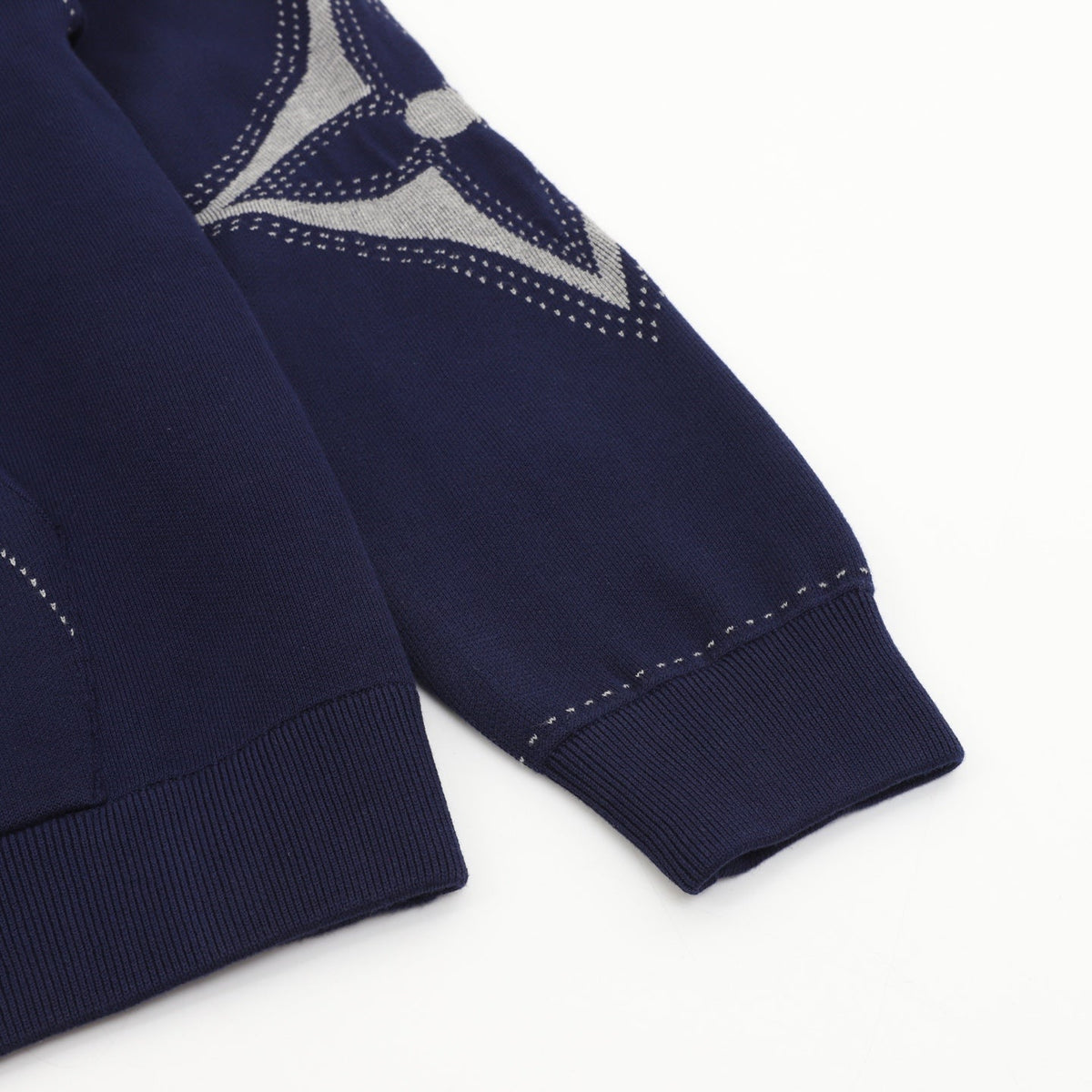 Louis Vuitton LV Logo Stitched Full‑Zip Hoodie Navy Blue