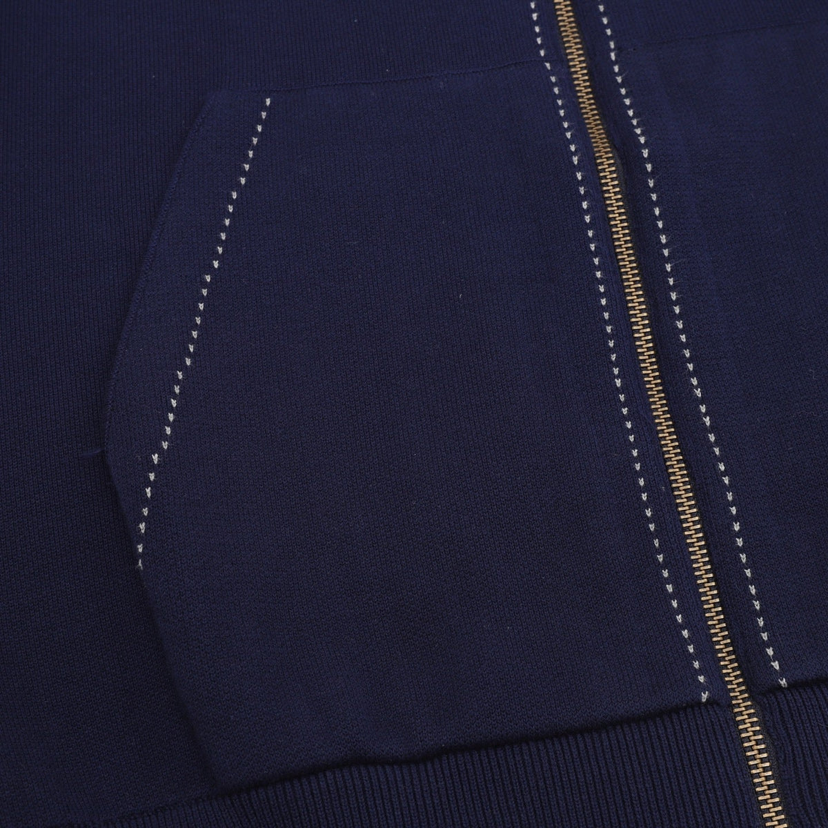 Louis Vuitton LV Logo Stitched Full‑Zip Hoodie Navy Blue
