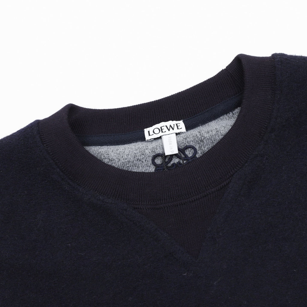 Loewe Abstract Graphic Crew‑Neck Wool Sweatshirt Navy Grey