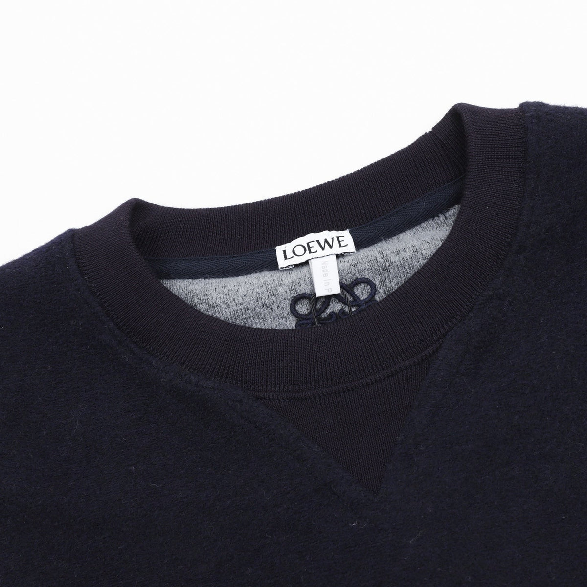 Loewe Abstract Graphic Crew‑Neck Wool Sweatshirt Navy Grey