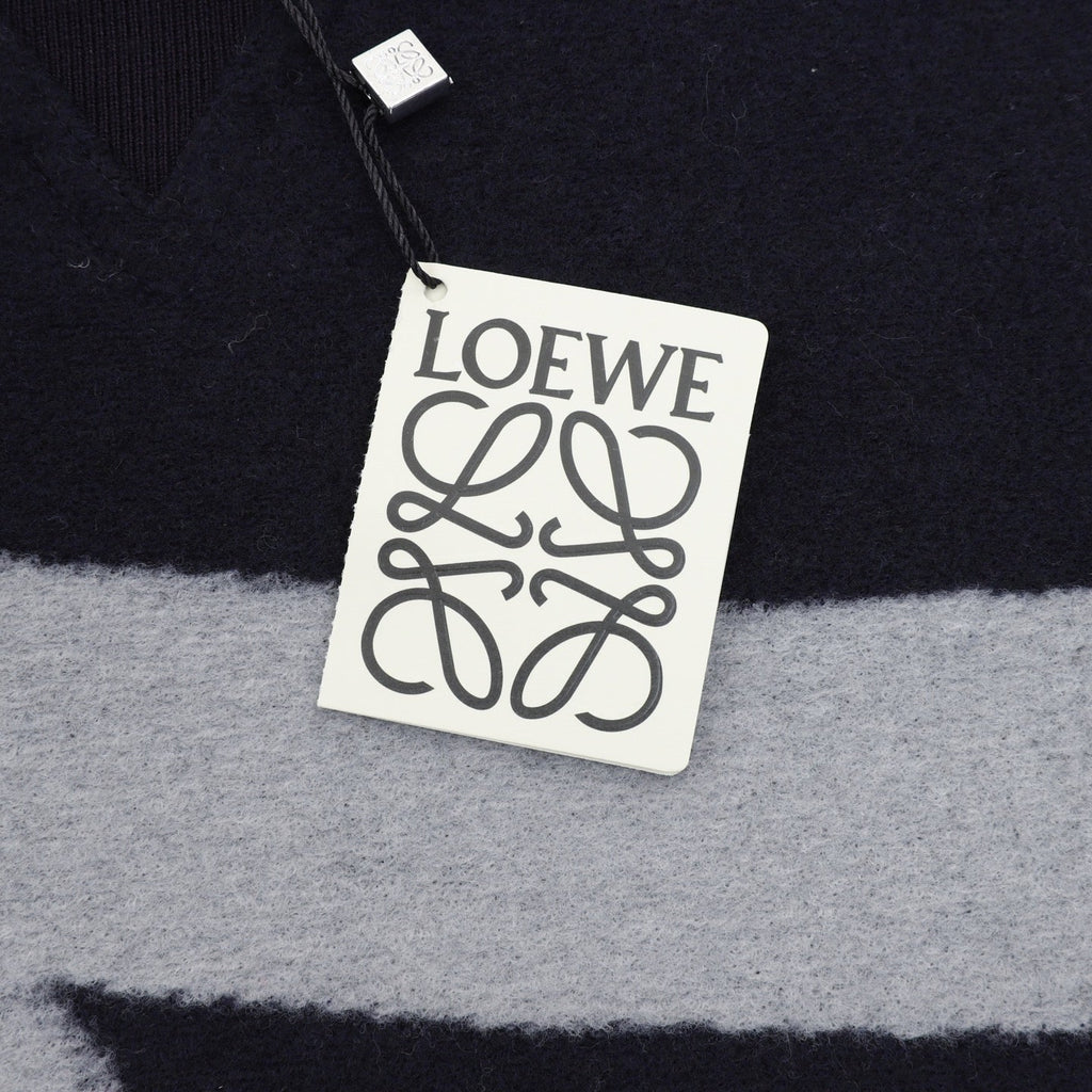 Loewe Abstract Graphic Crew‑Neck Wool Sweatshirt Navy Grey