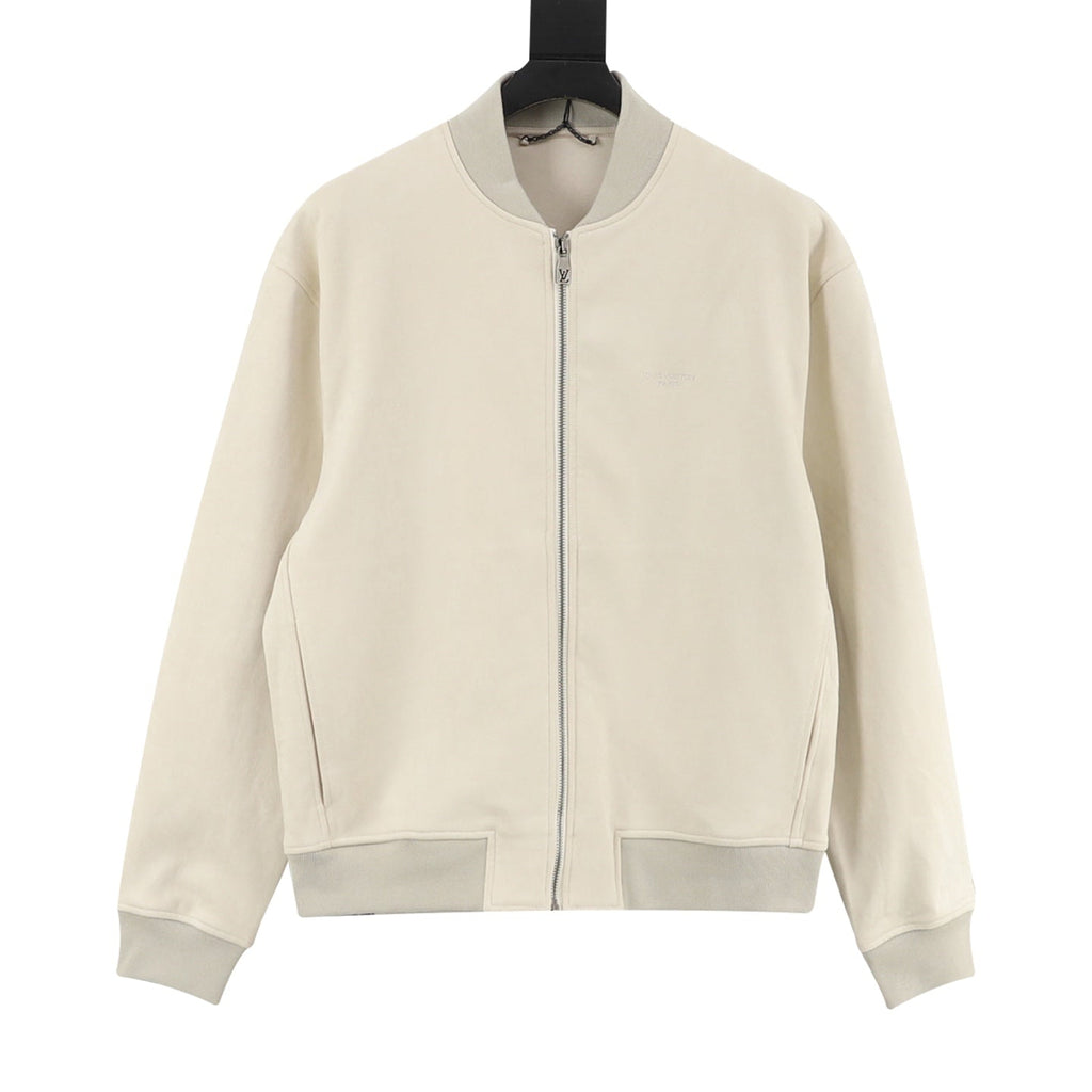 Louis Vuitton Paris Embroidered Suede‑Effect Bomber Jacket Off‑White