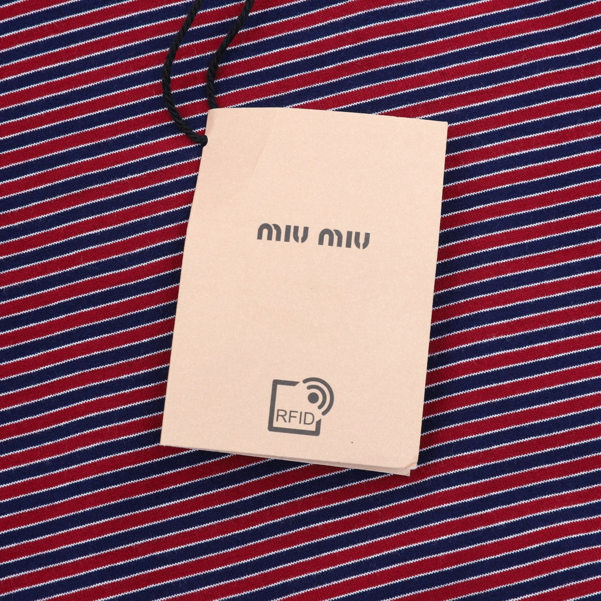 Miu Miu Striped Henley Neck Long‑Sleeve Top Red Navy
