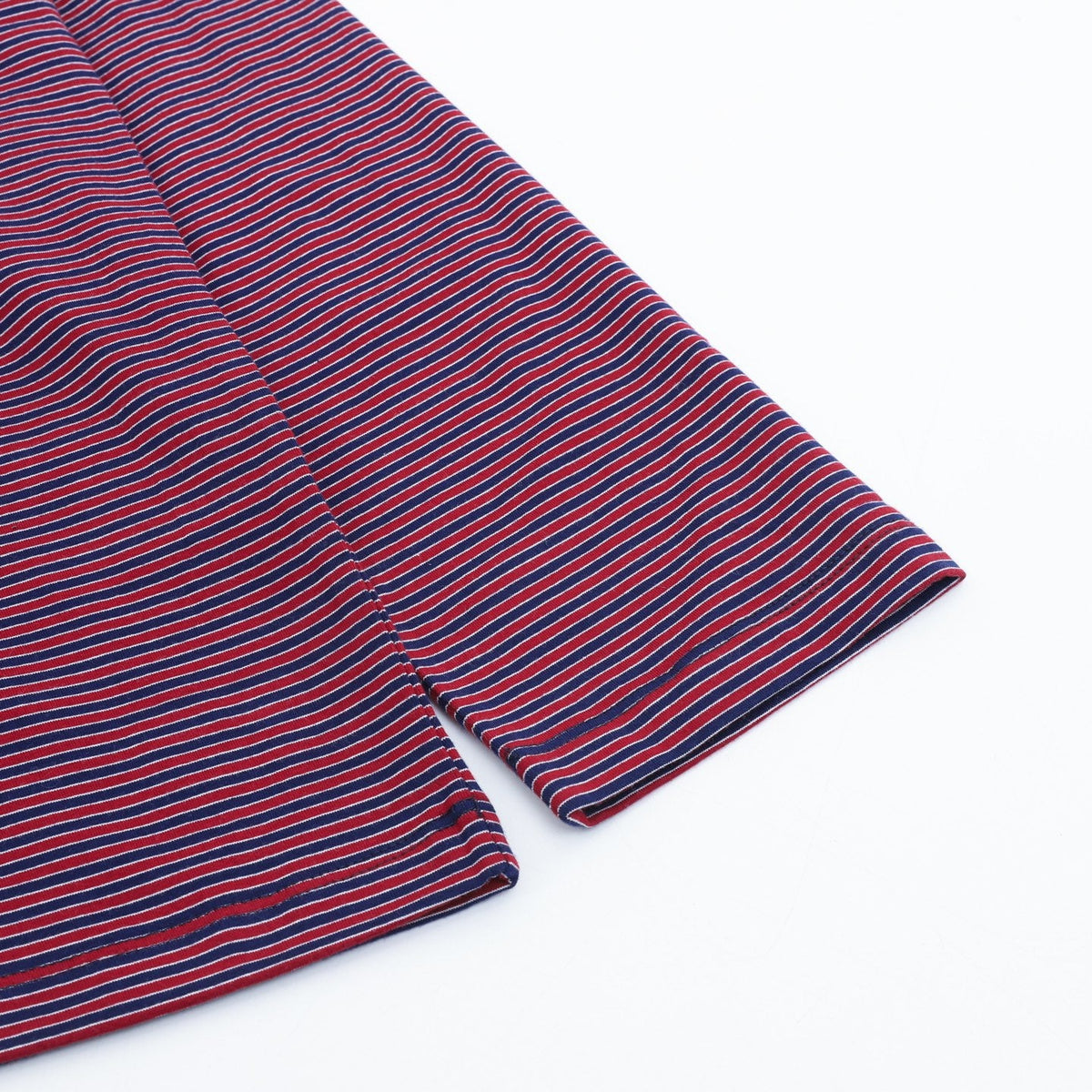 Miu Miu Striped Henley Neck Long‑Sleeve Top Red Navy