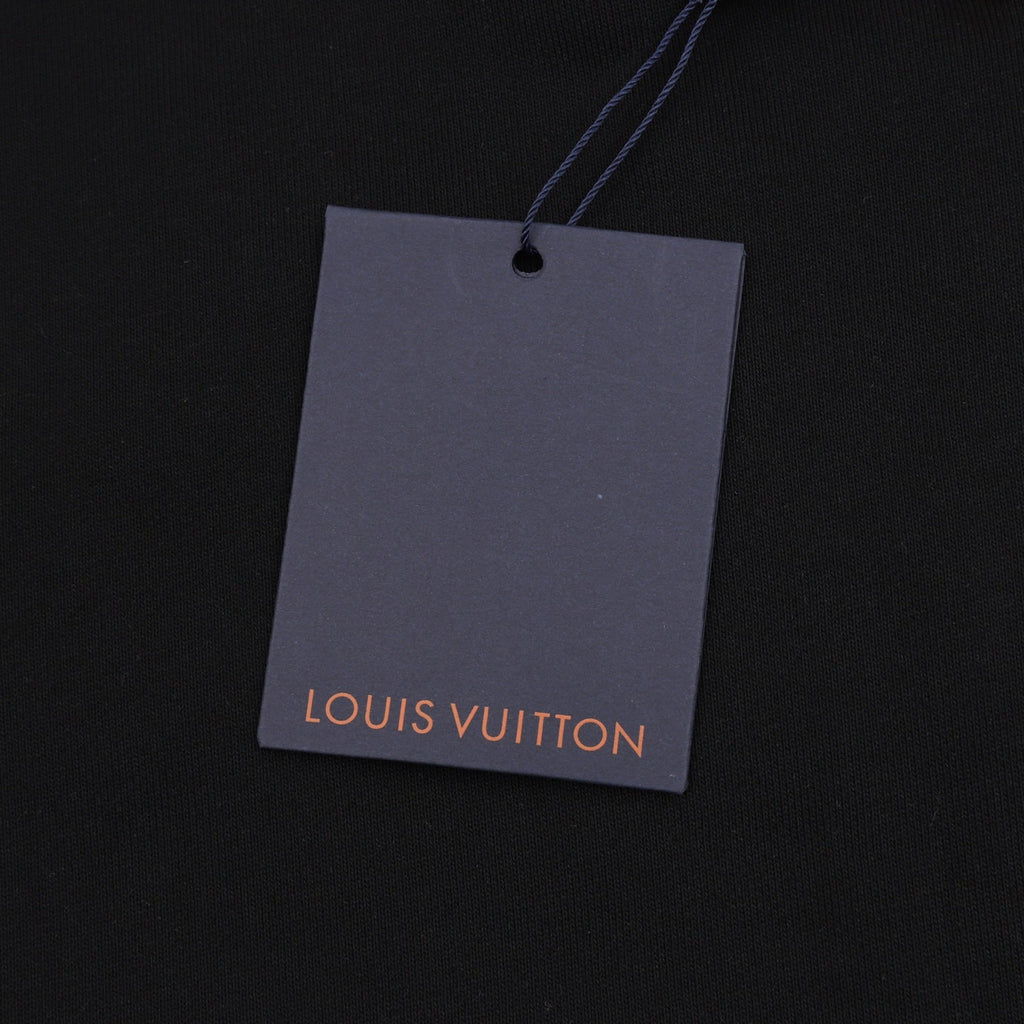 Louis Vuitton Pearl‑Drawstring Zipper Hooded Jacket Black