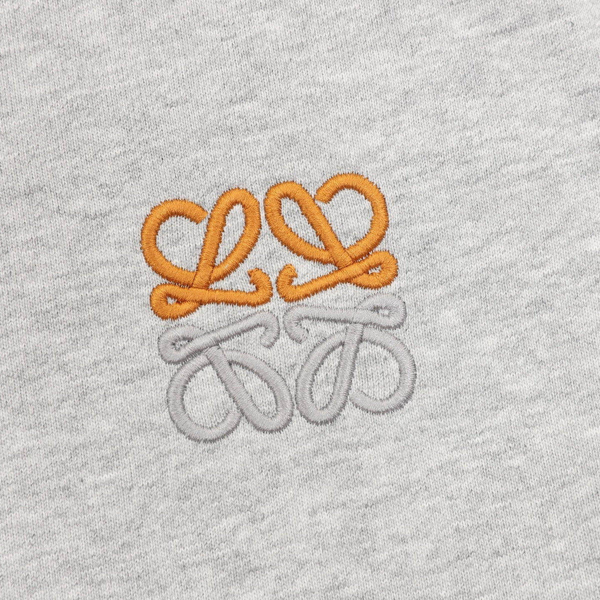 Loewe Anagram‑Logo Full‑Zip Hoodie Light Grey Orange Drawstring