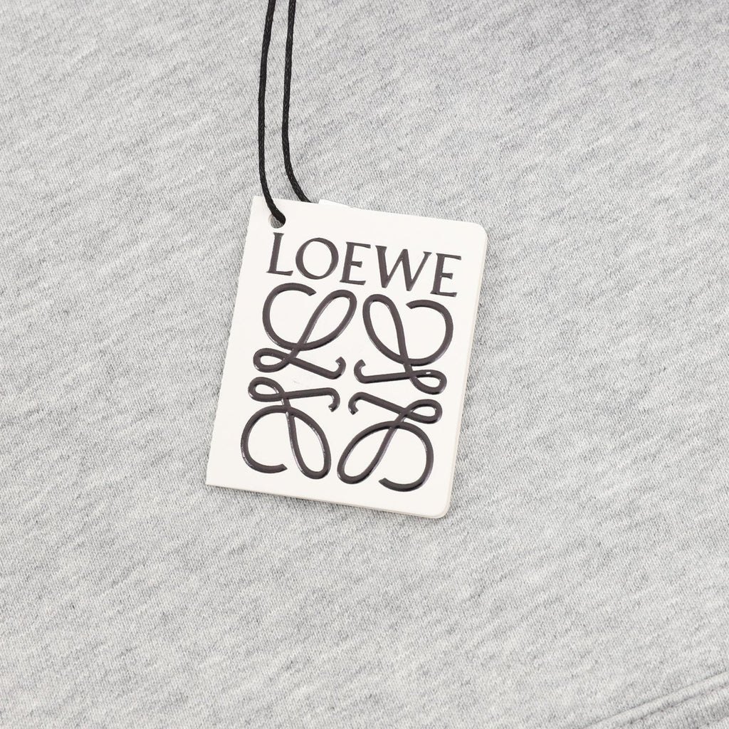 Loewe Anagram‑Logo Full‑Zip Hoodie Light Grey Orange Drawstring