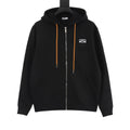 Loewe Anagram‑Logo Full‑Zip Hoodie Black Orange Drawstring