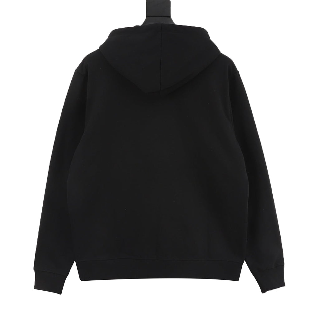 Loewe Anagram‑Logo Full‑Zip Hoodie Black Orange Drawstring