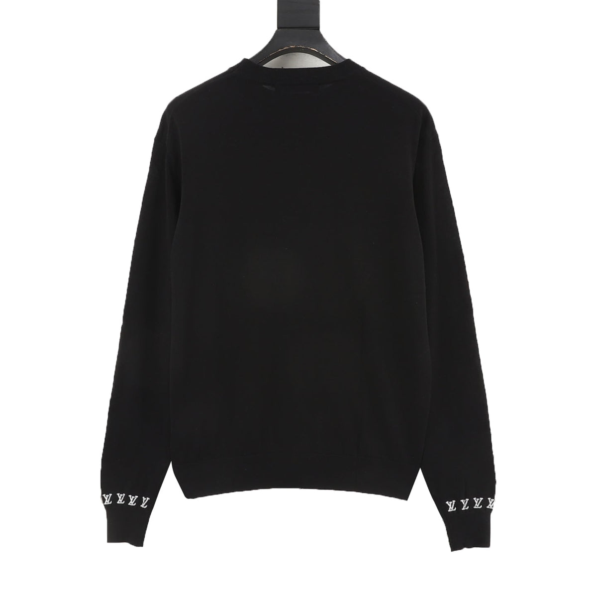 Louis Vuitton Manslv Logo Embroidery Crew‑Neck Knit Sweater Black