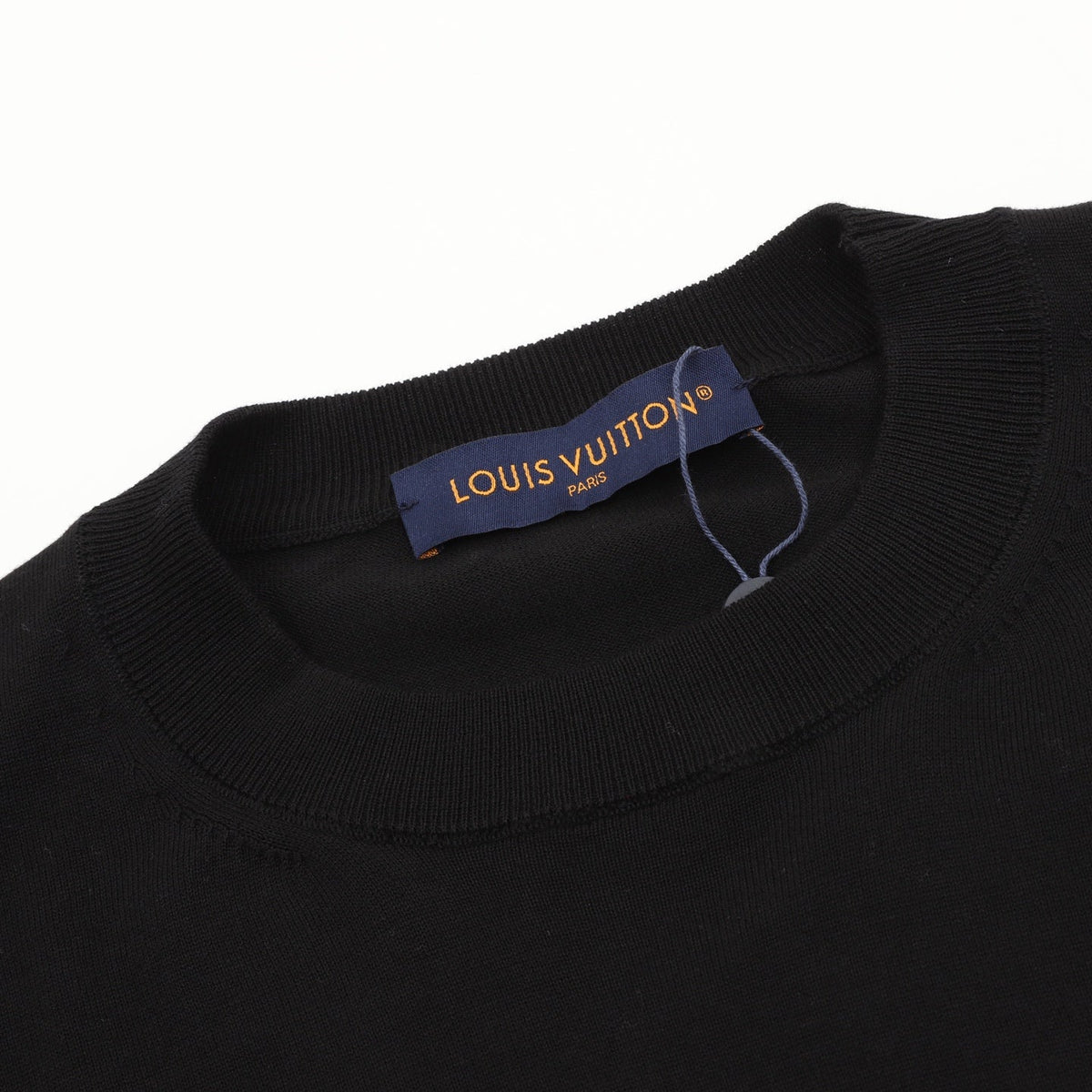 Louis Vuitton Manslv Logo Embroidery Crew‑Neck Knit Sweater Black