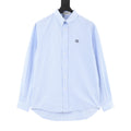 Miu Miu Gingham Embroidered Logo Long‑Sleeve Shirt Light Blue