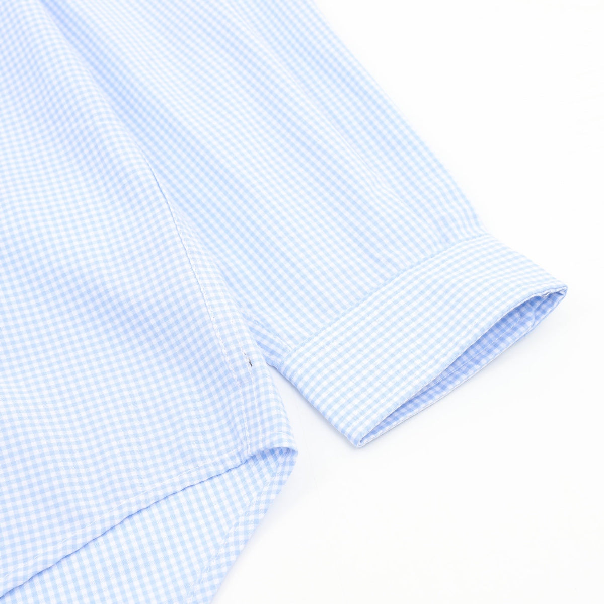 Miu Miu Gingham Embroidered Logo Long‑Sleeve Shirt Light Blue