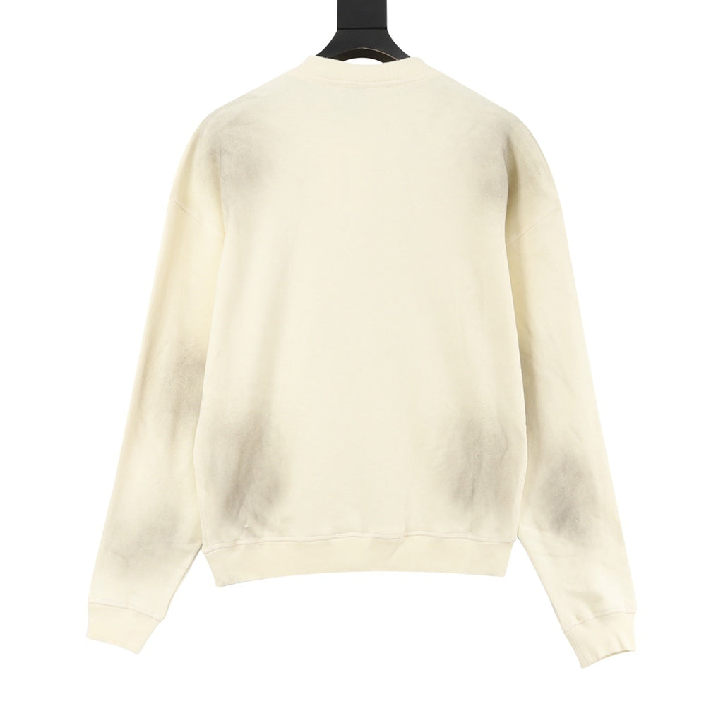 Acne Studios Logo Print Cream Henley Sweatshirt