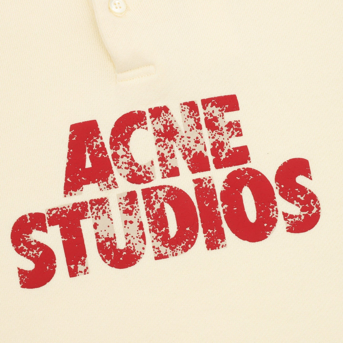 Acne Studios Logo Print Cream Henley Sweatshirt