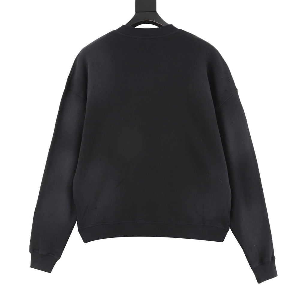 Acne Studios Logo Print Black Henley Sweatshirt