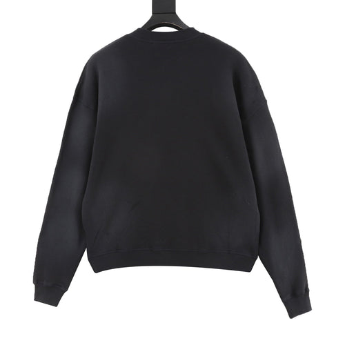 Acne Studios Logo Print Black Henley Sweatshirt