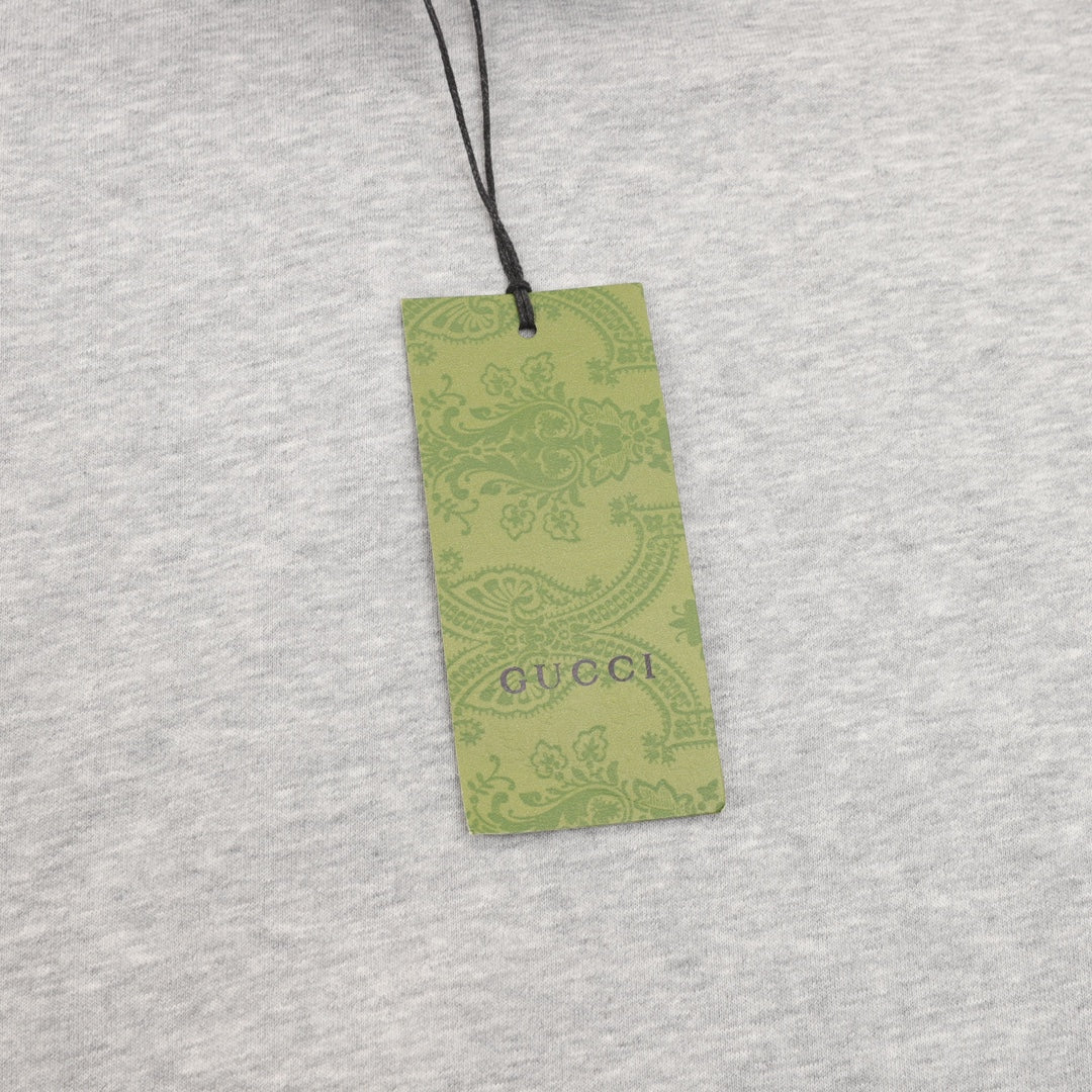 Gucci Embroidered Logo Color Block Crew Neck Sweatshirt Grey White