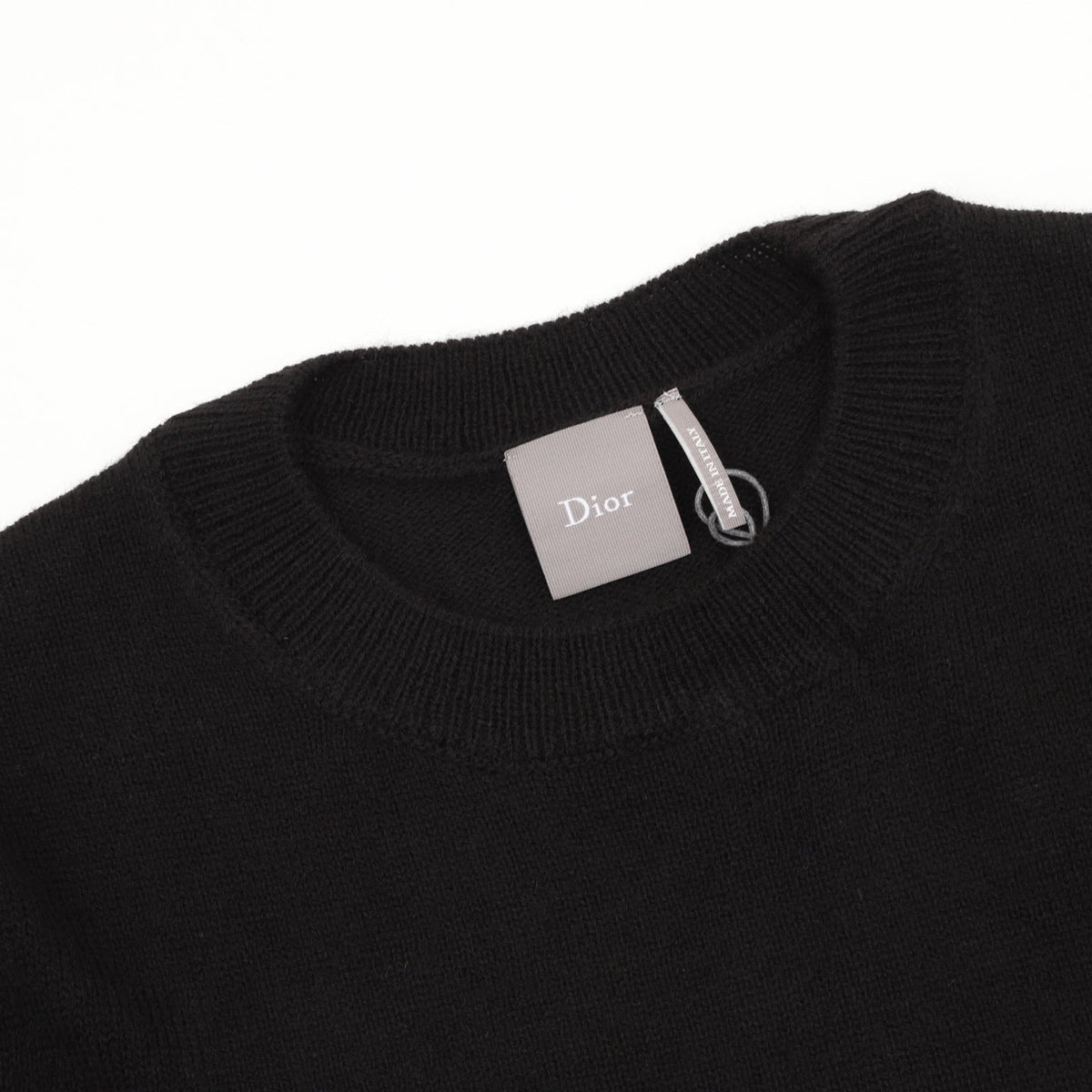 Dior Embroidered Logo Crew Neck Wool Sweater Black