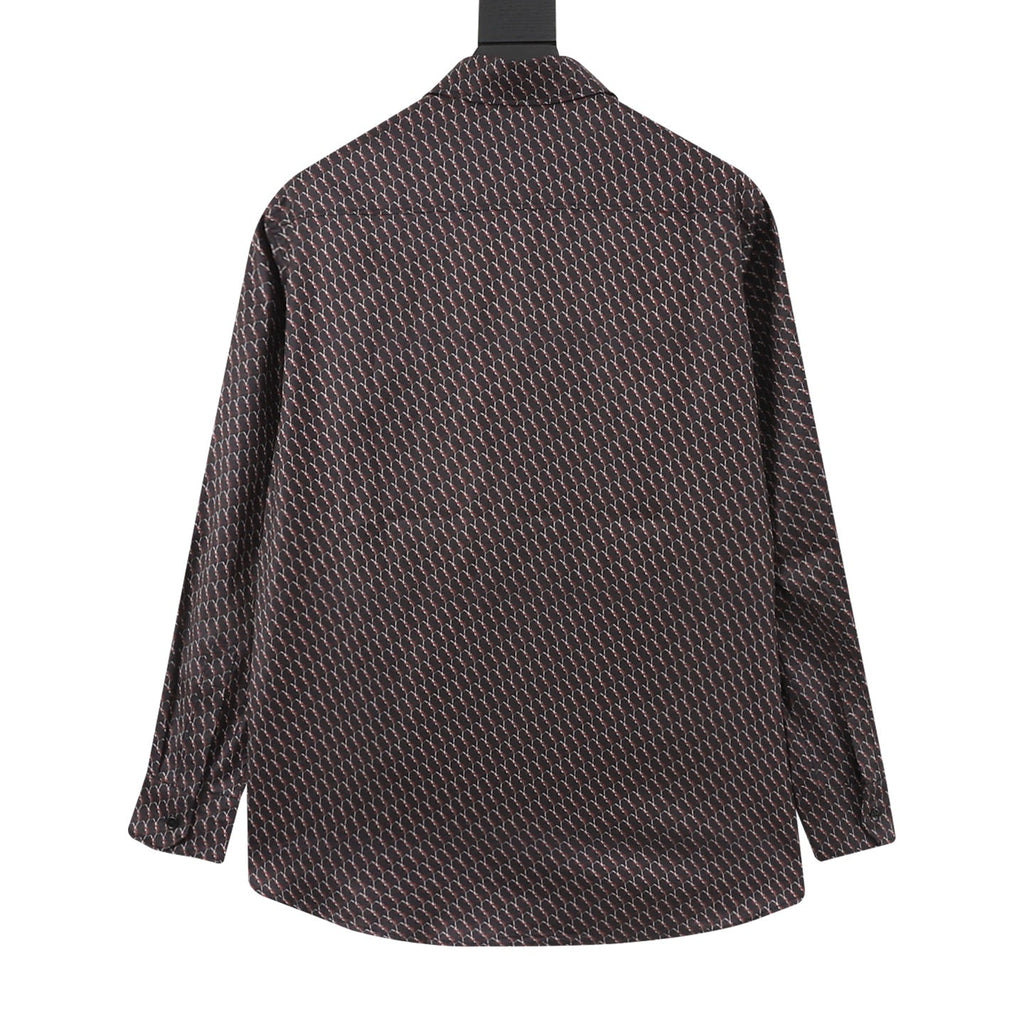 Saint Laurent Allover Logo Print Silk Shirt