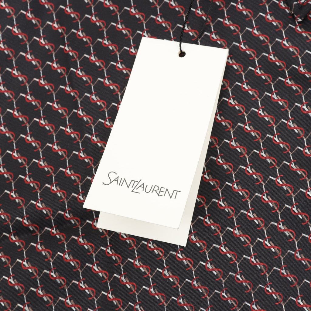 Saint Laurent Allover Logo Print Silk Shirt