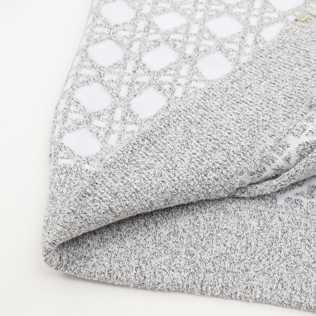 Dior Cannage Knit Zip Bomber Jacket White Grey