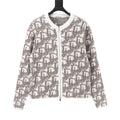 Dior Oblique Jacquard Zip Knit Cardigan White Taupe