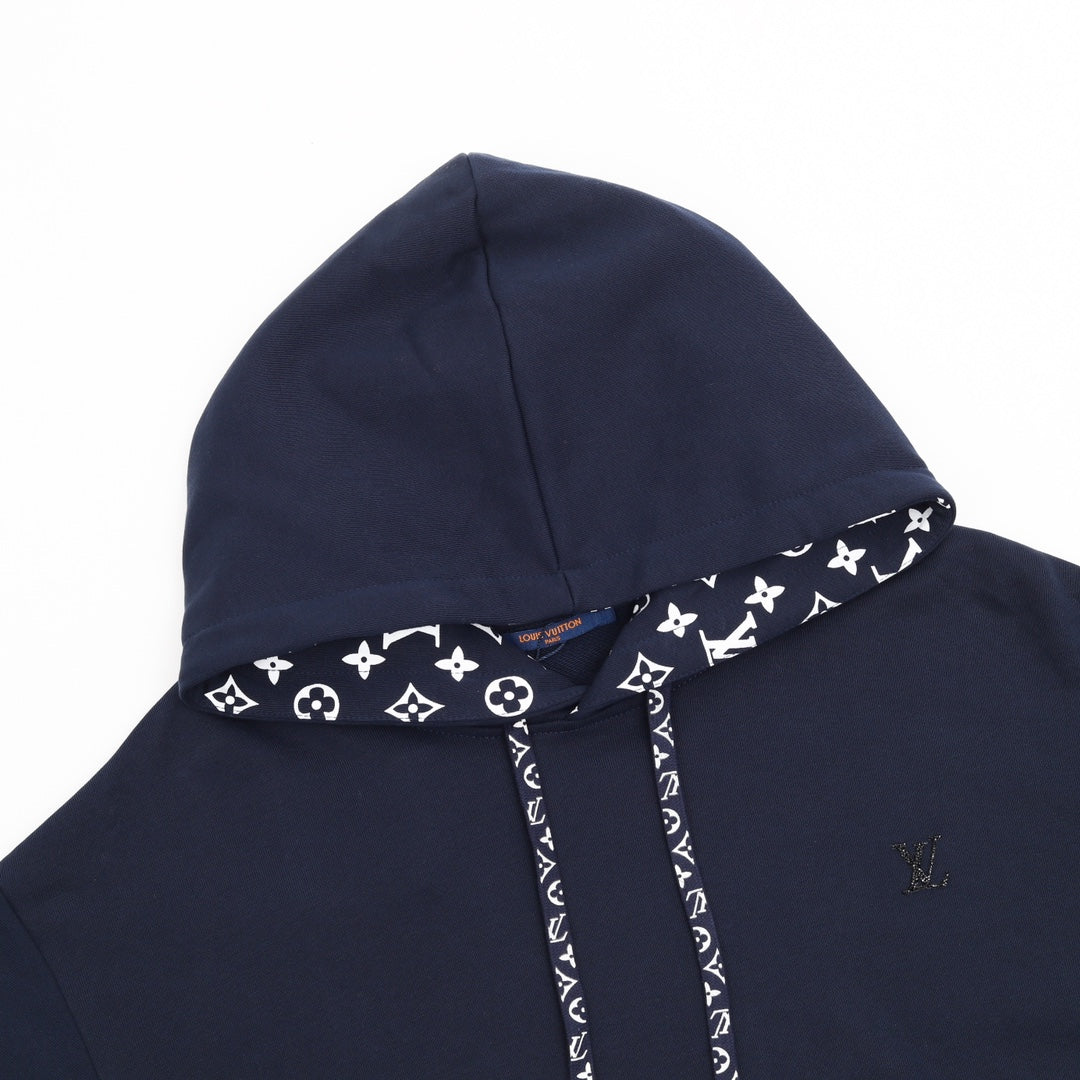 Louis Vuitton Monogram Lining LV Logo Hoodie Navy