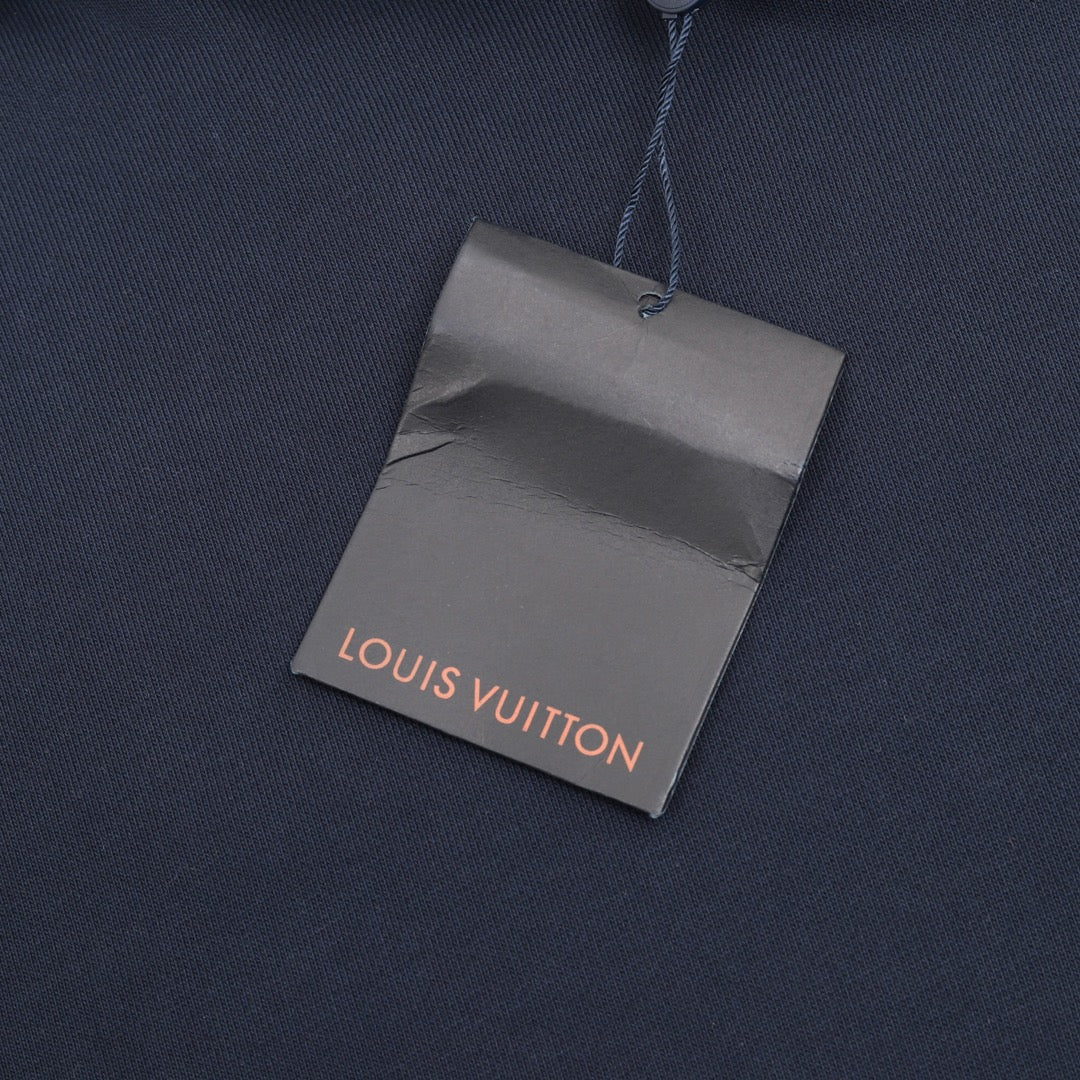 Louis Vuitton Monogram Lining LV Logo Hoodie Navy
