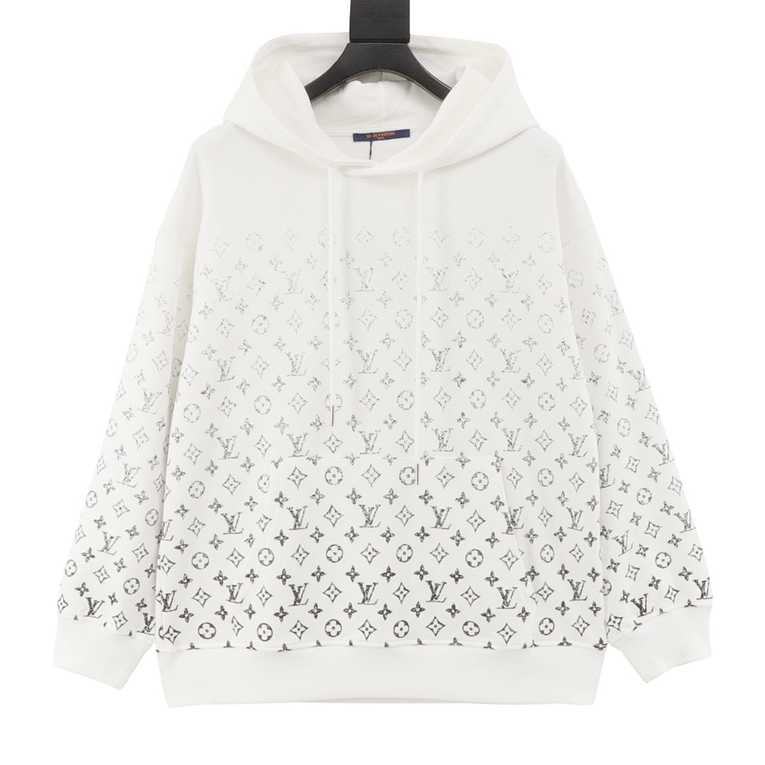 Louis Vuitton Gradient Monogram Print Hoodie White