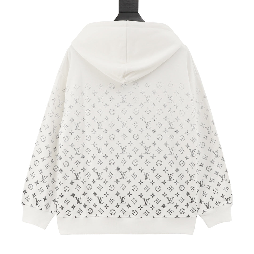 Louis Vuitton Gradient Monogram Print Hoodie White