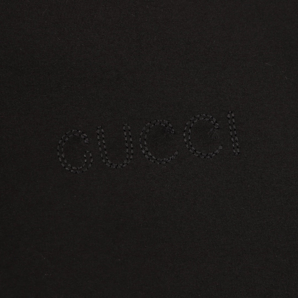 Gucci Side Stripe Logo Embroidered Full Zip Hooded Jacket Black