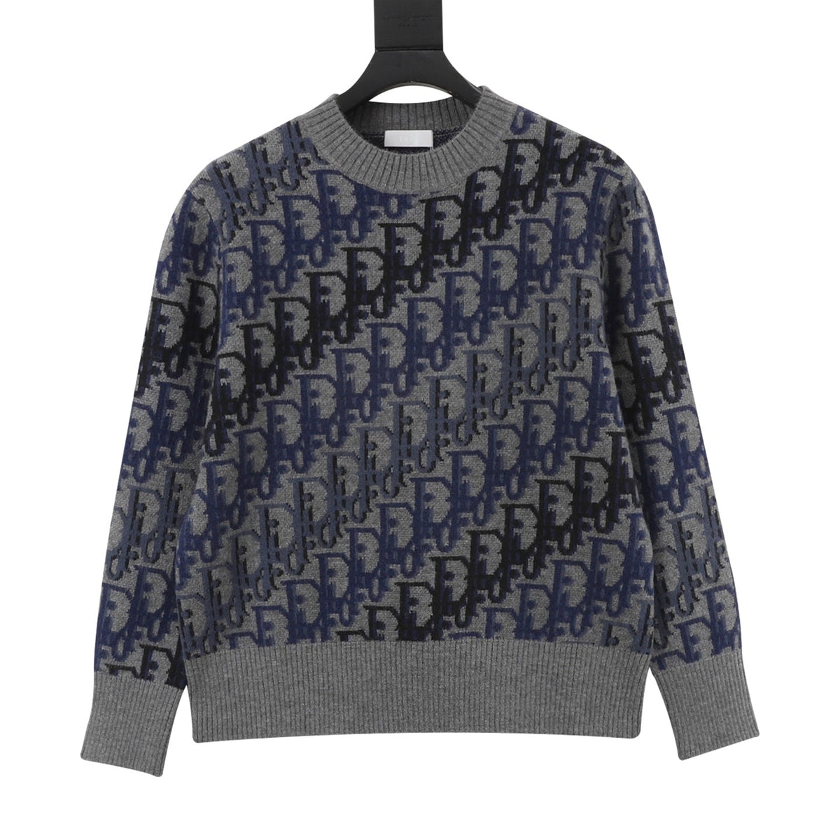 Dior Oblique Crew Neck Wool Sweater Grey Blue