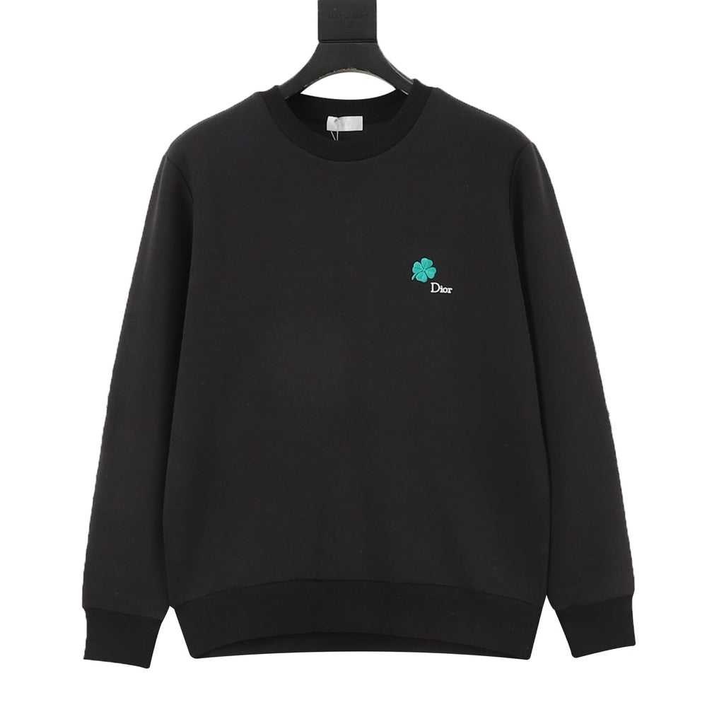 Dior Clover Embroidered Crew Neck Sweatshirt Black